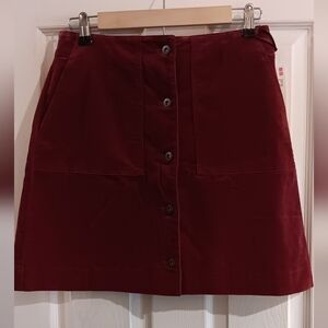UNI QLO Corduroy Front Button Mini Skirt- High Waist Size 4- NEW